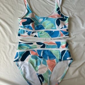 Old Navy Coral and Blue Bikini Set